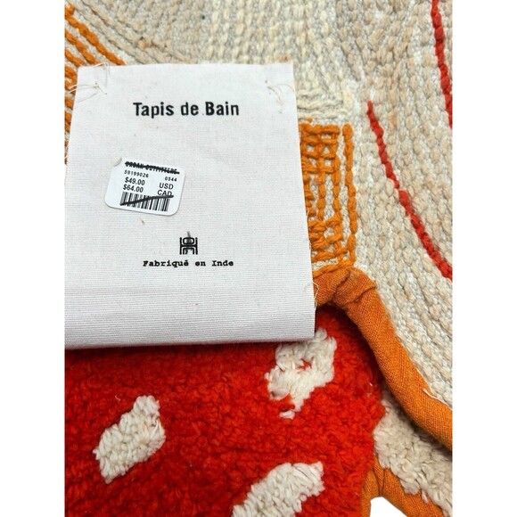 Urban Outfitters Mushroom Tufted Shag Bath Mat Boho Rug Orange Red Cotton NEW - Picture 12 of 15